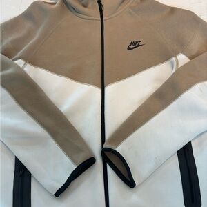 Nike Tech Tan and White Zip-Up Hoodie